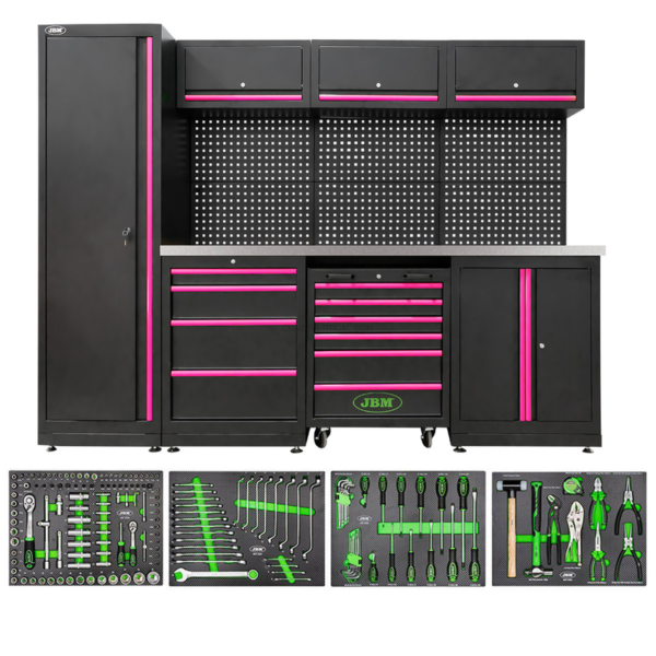 Conjunto de Móveis Modulares para Oficina (18 Pcs) - Rosa JBM