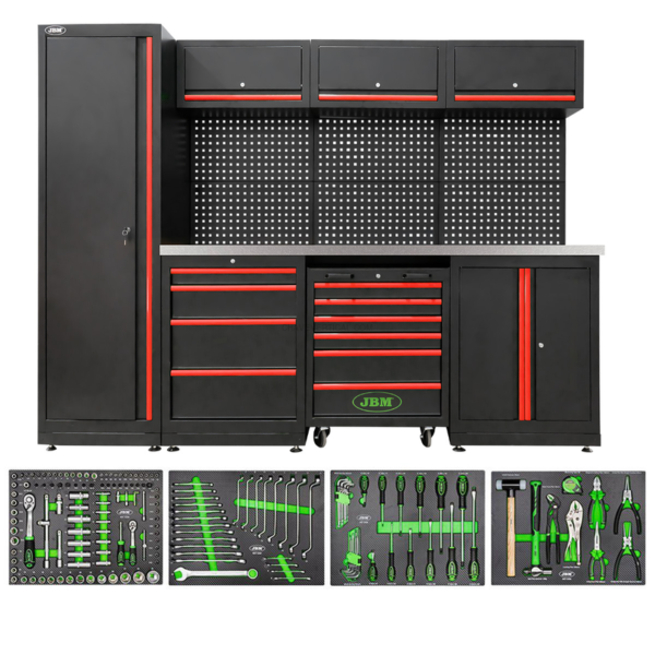 Conjunto de Móveis Modulares para Oficina (18 Pcs) - Vermelho JBM