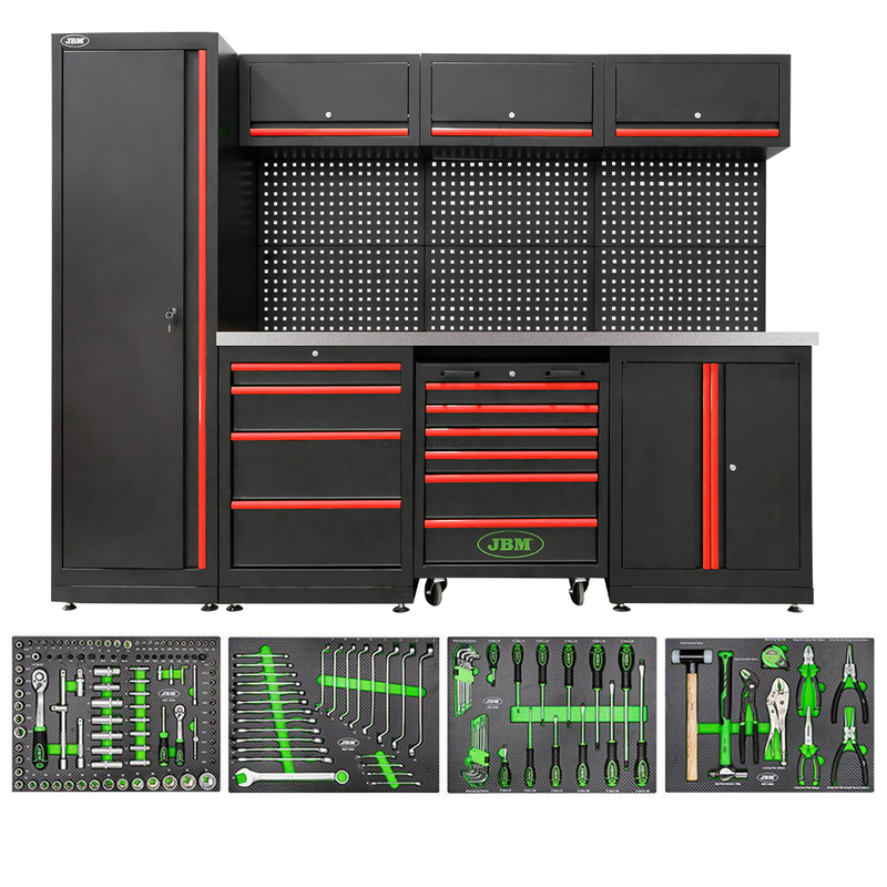 Conjunto de Móveis Modulares para Oficina (18 Pcs) - Vermelho JBM