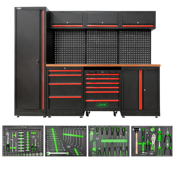 Conjunto de Móveis Modulares para Oficina (18 Pcs) - Vermelho JBM