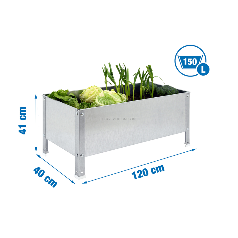 Contentor Metálico para Resíduos SIMONGARDEN URBAN 410X1200X400 Galvanizado/Galvanizado-150L