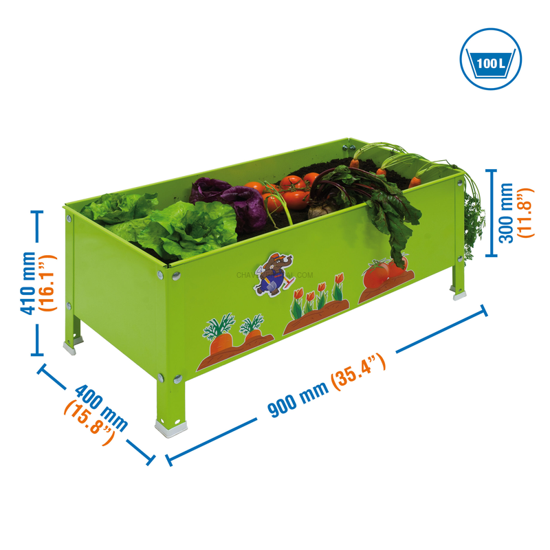 Contentor Metálico para Resíduos SIMONGARDEN URBAN KID 410X900X400 Verde-100L