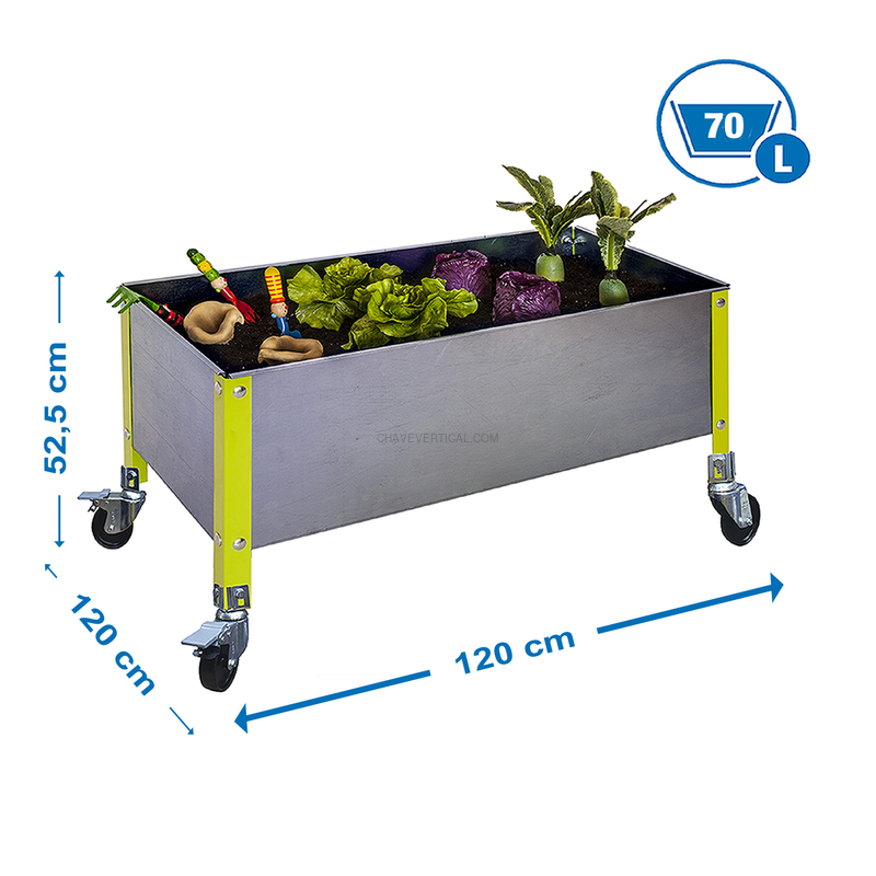Contentor Metálico para Resíduos SIMONGARDEN URBAN Móvel 1200X1200 Verde/Galvanizado - 485 x 1200 x 1200 mm