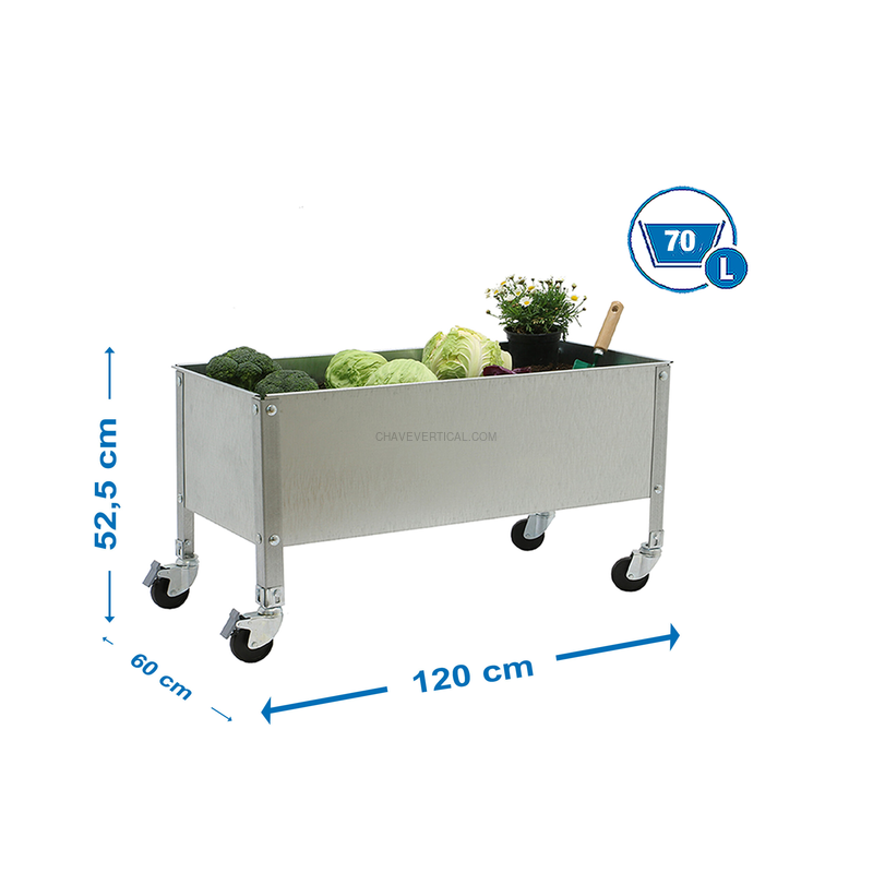 Contentor Metálico para Resíduos SIMONGARDEN URBAN Móvel 1200X600 Galvanizado/Galvanizado - 485 x 1200 x 600 mm