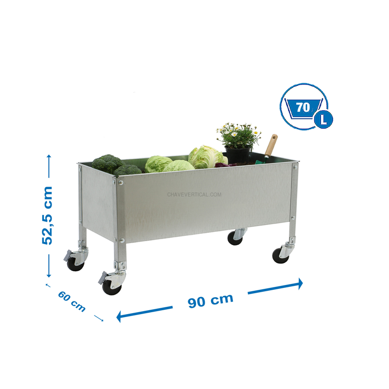 Contentor Metálico para Resíduos SIMONGARDEN URBAN Móvel 900X600 Galvanizado/Galvanizado - 485 x 900 x 600 mm
