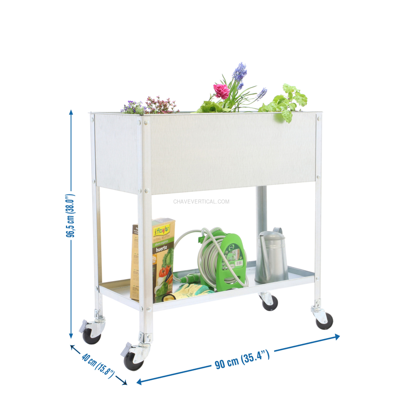 Contentor Metálico para Resíduos SIMONGARDEN URBAN TOP Móvel 900X400 Galvanizado/Galvanizado - 925 x 900 x 400 mm