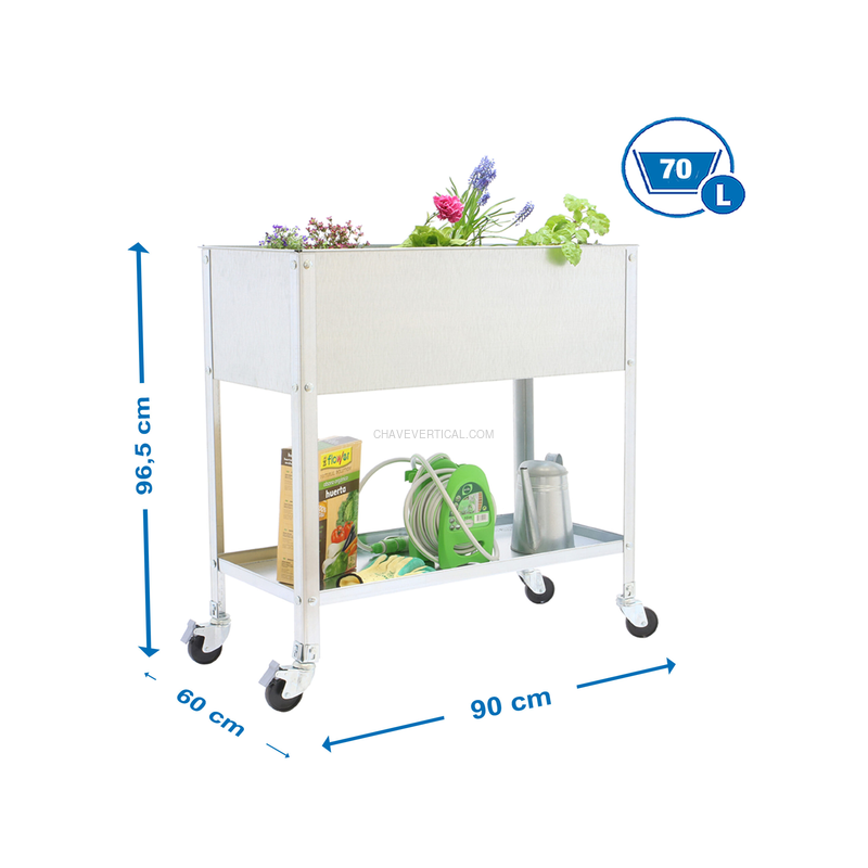 Contentor Metálico para Resíduos SIMONGARDEN URBAN TOP Móvel 900X600 Galvanizado/Galvanizado - 925 x 900 x 600 mm