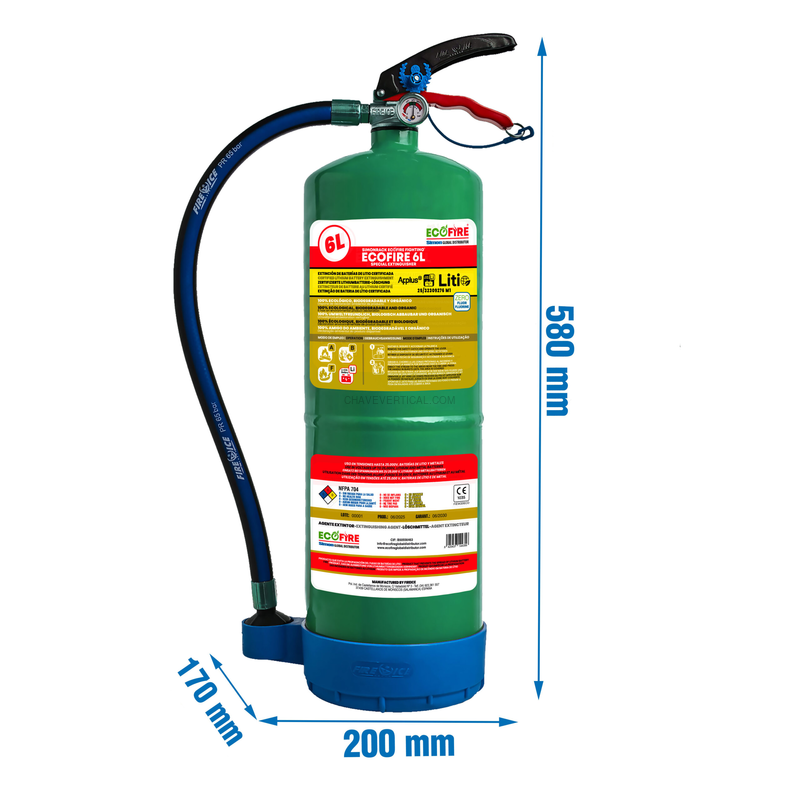 Equipamento de Segurança Contra Incêndios ECOFIRE EXT006G GREEN 6L - 580 x 200 x 170 mm