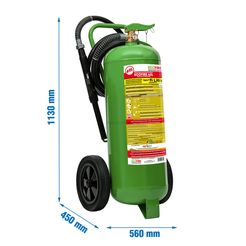 Equipamento de Segurança Contra Incêndios ECOFIRE EXT040G GREEN CARRO 40 L - 1130 x 560 x 450 mm
