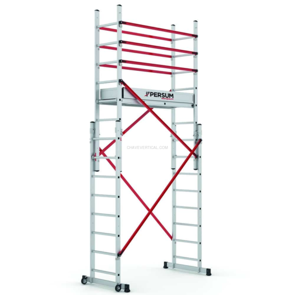 Escada Convertível com Plataforma Brandon PERSUM Altura de Trabalho 3,11 M - 4,79 M 150 KG