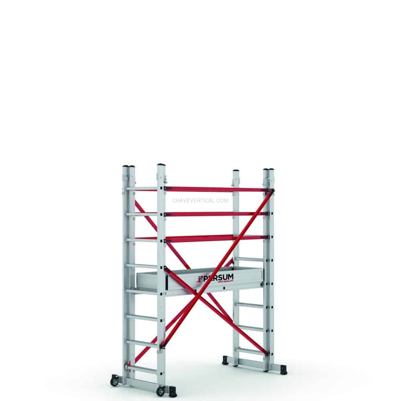 Escada Convertível com Plataforma Brandon PERSUM Altura de Trabalho 3,11 M - 4,79 M 150 KG