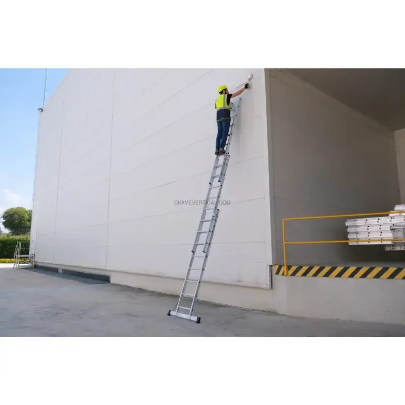 Escada Profissional Tripla PERSUM Iteem Pro 3x8 Alumínio 150 kg 6 m