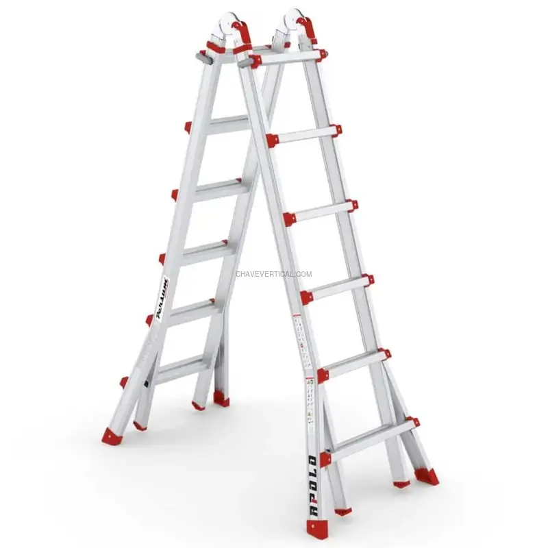 Escada Profissional Tripla PERSUM Iteem Pro 3x8 Alumínio 150 kg 6 m