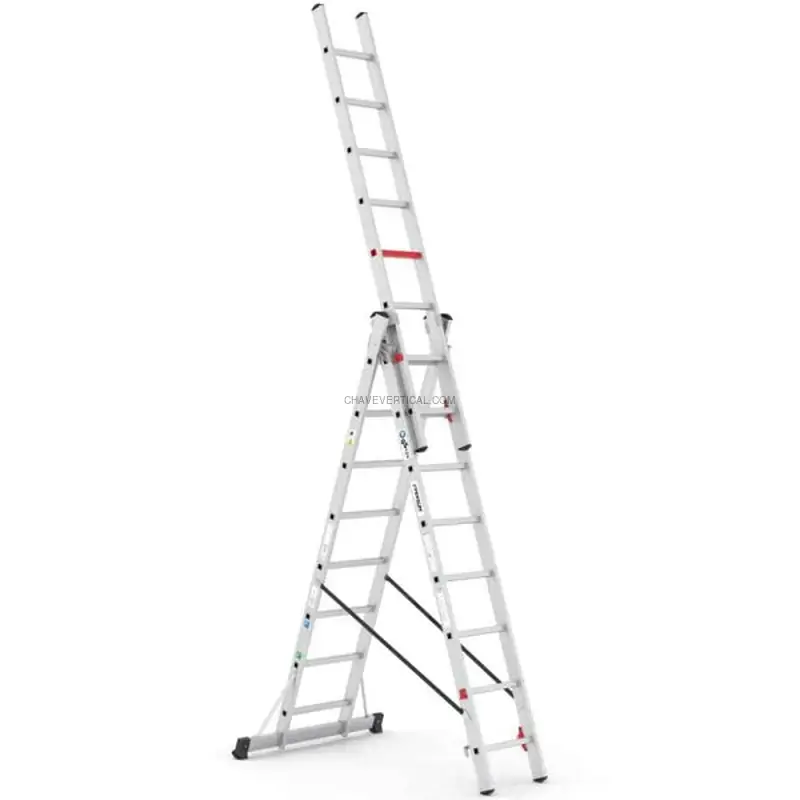 Escada Profissional Tripla PERSUM Iteem Pro 3x8 Alumínio 150 kg 6 m