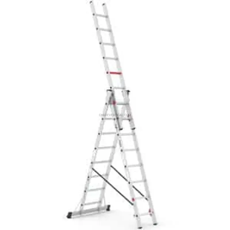 Escada Profissional Tripla PERSUM Iteem Pro 3x8 Alumínio 150 kg 6 m