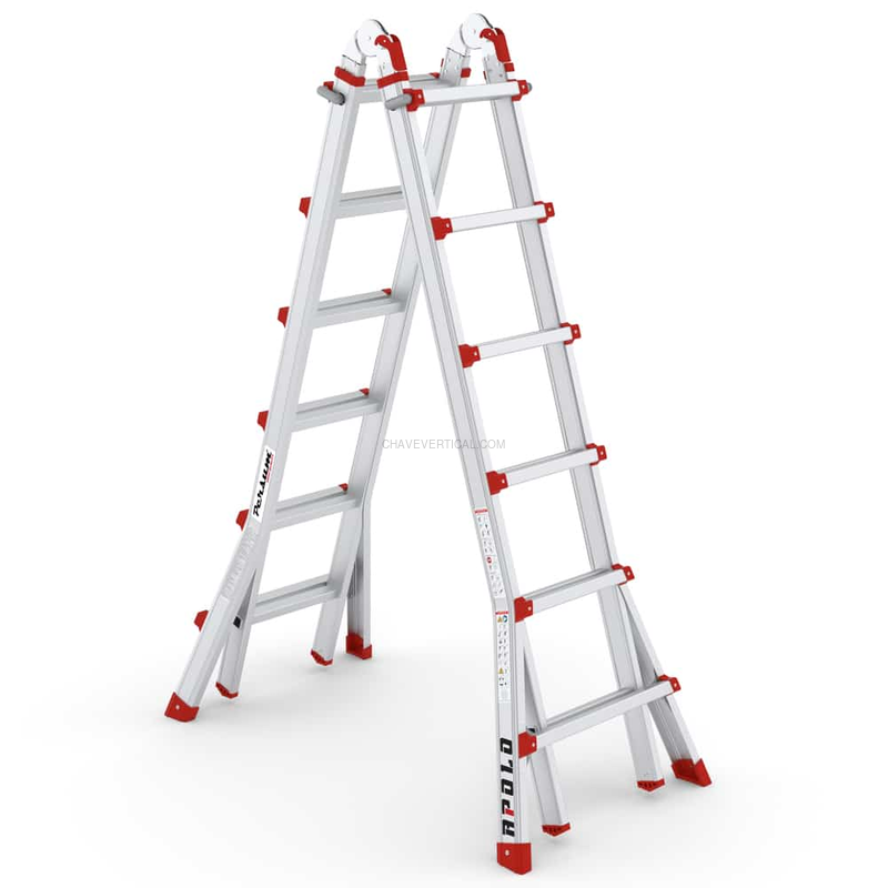 Escada Telescópica Profissional Apolo PERSUM 4×4 Degraus 150 KG