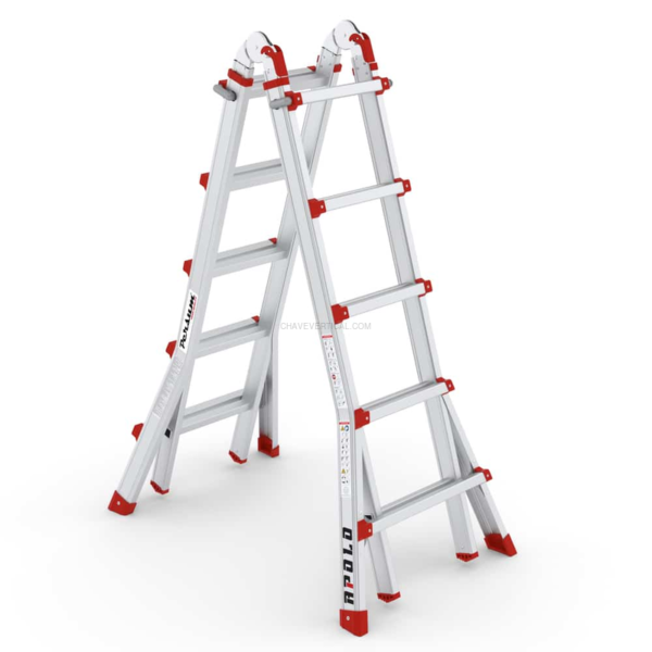 Escada Telescópica Profissional Apolo PERSUM 4×5 Degraus 150 KG