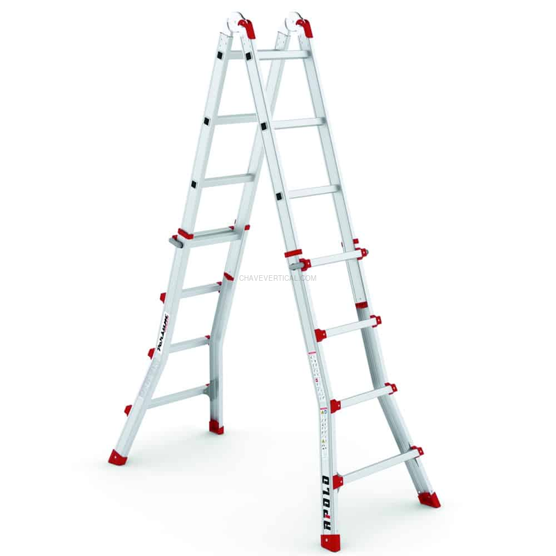 Escada Telescópica Profissional Apolo PERSUM 4×5 Degraus 150 KG
