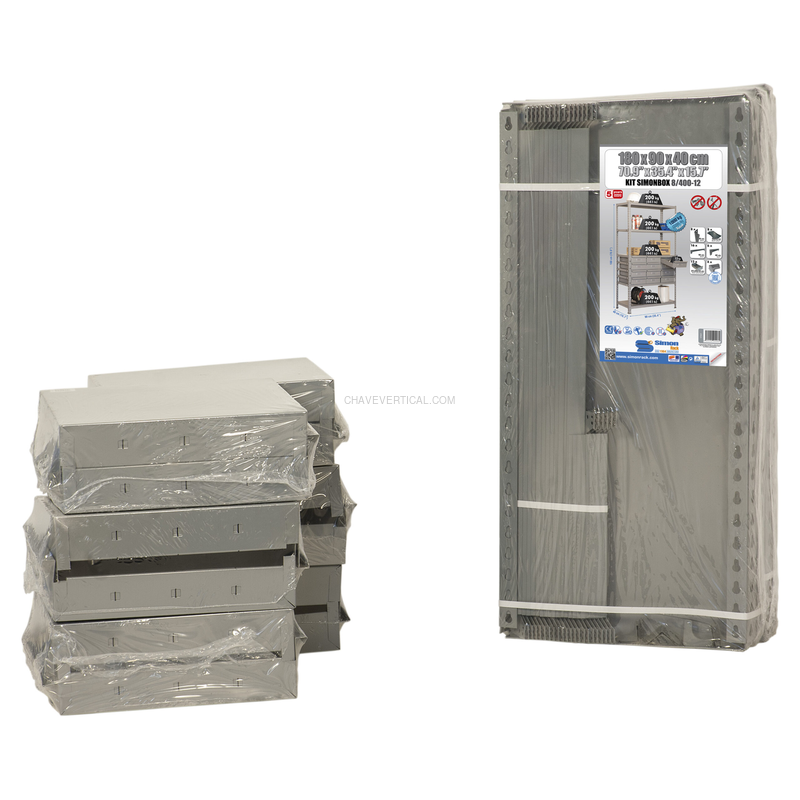 Estante com Caixas de Stock SIMONBOX 8/400-12 Cinzento - 1800 x 900 x 400 mm