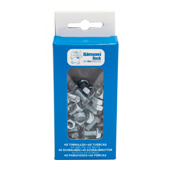 Estante Metálica 40 Parafusos + 40 Porcas BLISTER - 217 x 117 x 25 mm