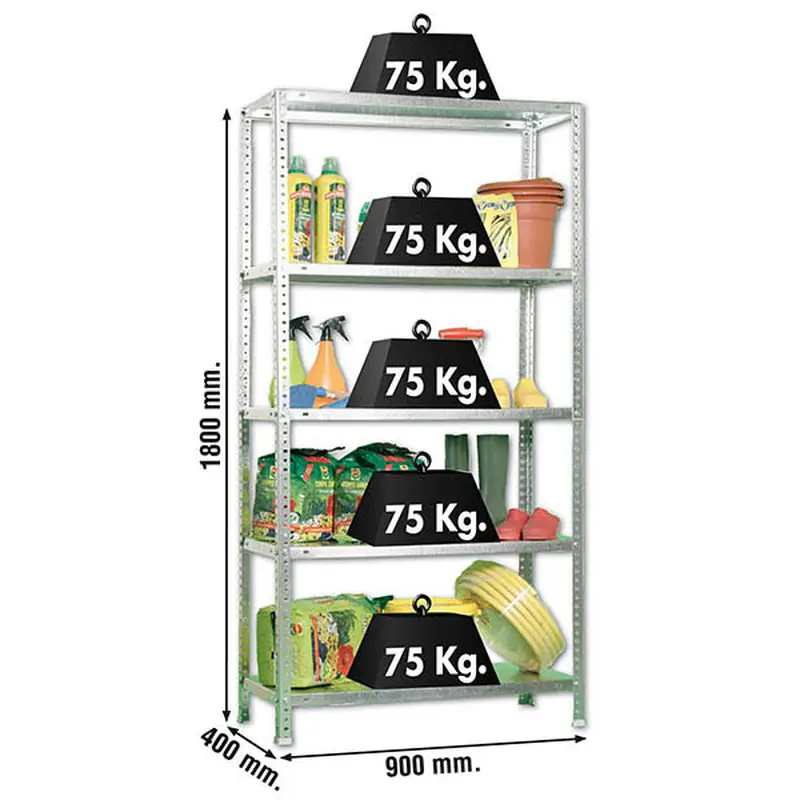 Estante Metálica ADVANTAGE 5/400 Galvanizado - 1800 x 900 x 400 mm