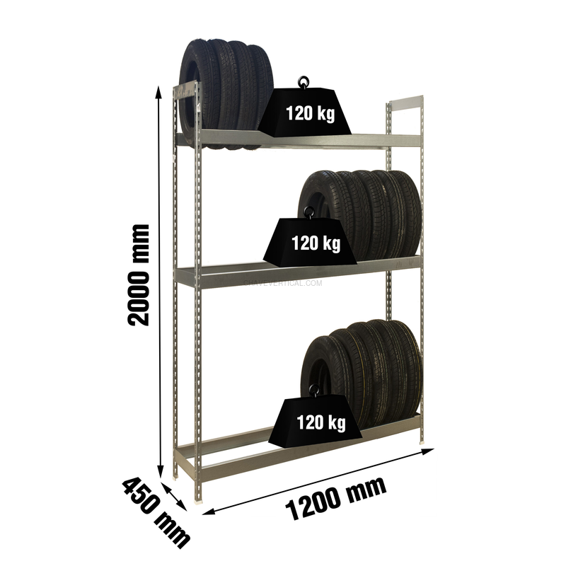Estante Metálica AUTOFORTE 1204-3 Galvanizado - 2000 x 1200 x 450 mm