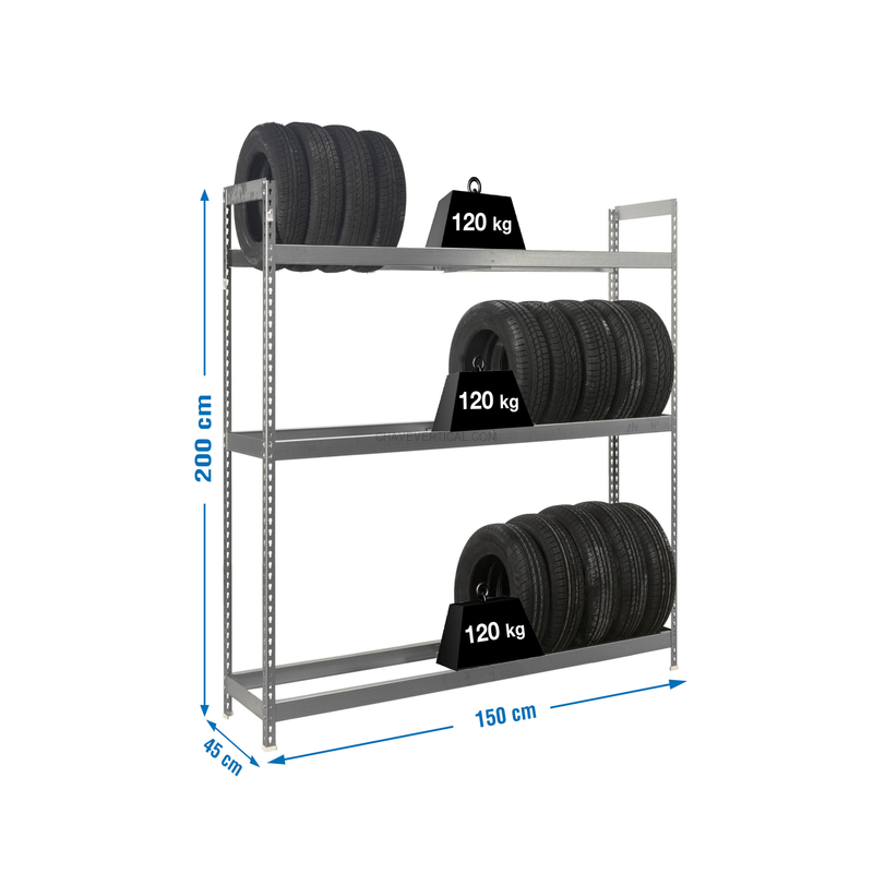 Estante Metálica AUTOFORTE 1504-3 Galvanizado - 2000 x 1500 x 450 mm