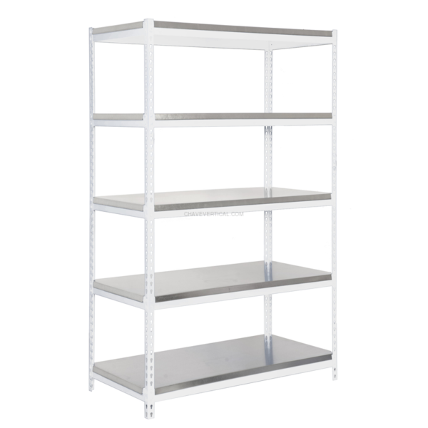 Estante Metálica BRICOFORTE 1006-5 METAL Branco/Galvanizado - 2000 x 1000 x 600 mm