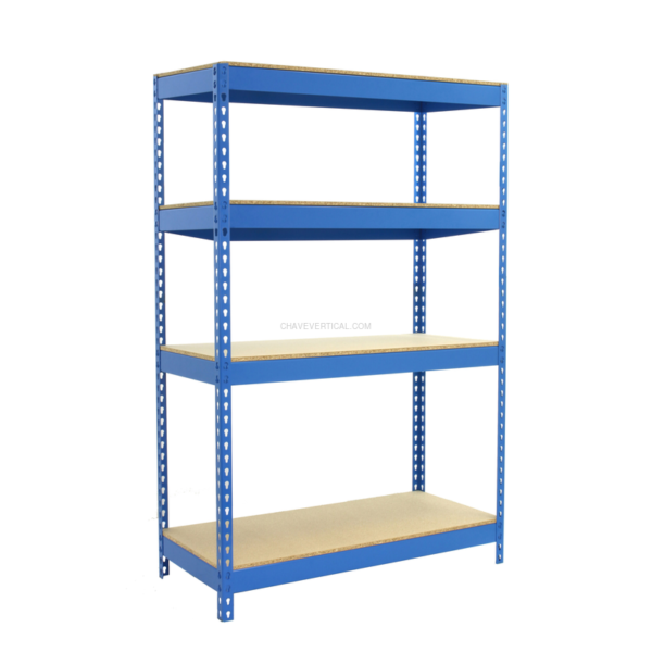 Estante Metálica BRICOFORTE 1204-4 Aglomerado AZUL/Madeira - 2000 x 1200 x 450 mm