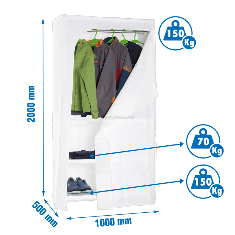 Estante Metálica CLICK & KEEP PLUS 3/500 Branco/Branco - 2000 x 1000 x 500 mm