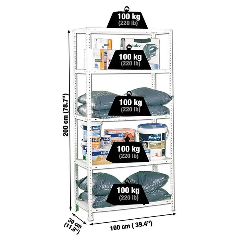 Estante Metálica COMFORT PLUS 5/300 Branco - 2000 x 1000 x 300 mm