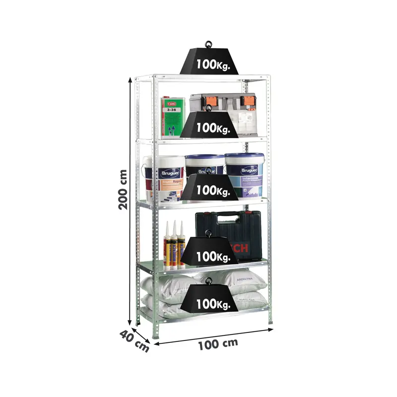 Estante Metálica COMFORT PLUS 5/400 Galvanizado - 2000 x 1000 x 400 mm