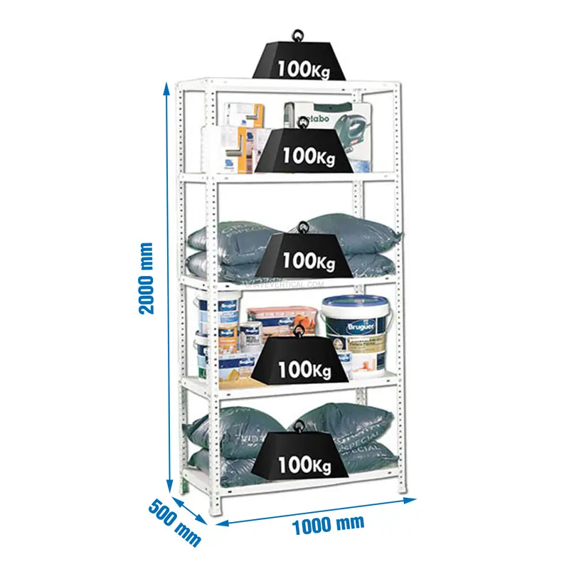 Estante Metálica COMFORT PLUS 5/500 Branco - 2000 x 1000 x 500 mm