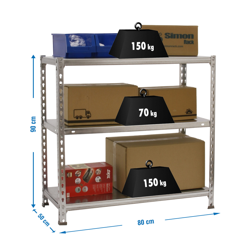 Estante Metálica ECOCLICK MINI 3/500 900 Galvanizado - 900 x 800 x 500 mm
