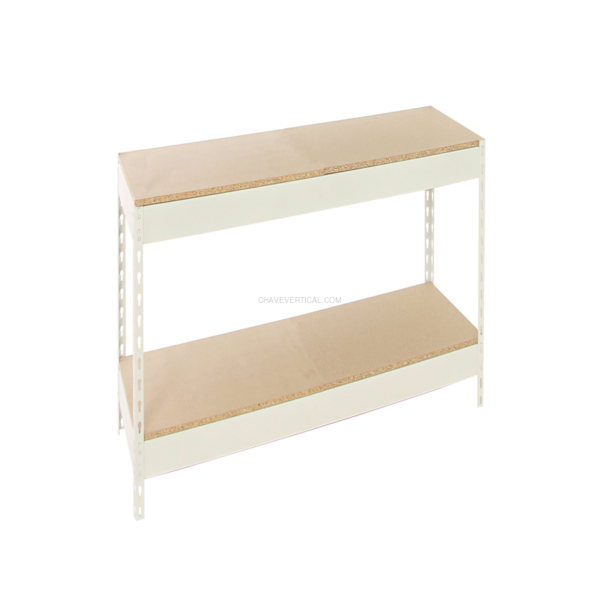 Estante Metálica ECOFORTE 1204-2 Aglomerado 900 Branco/Madeira - 900 x 1200 x 450 mm