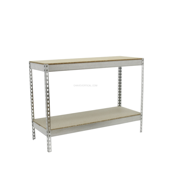 Estante Metálica ECOFORTE 1204-2 Aglomerado 900 Galvanizado/Madeira - 900 x 1200 x 450 mm
