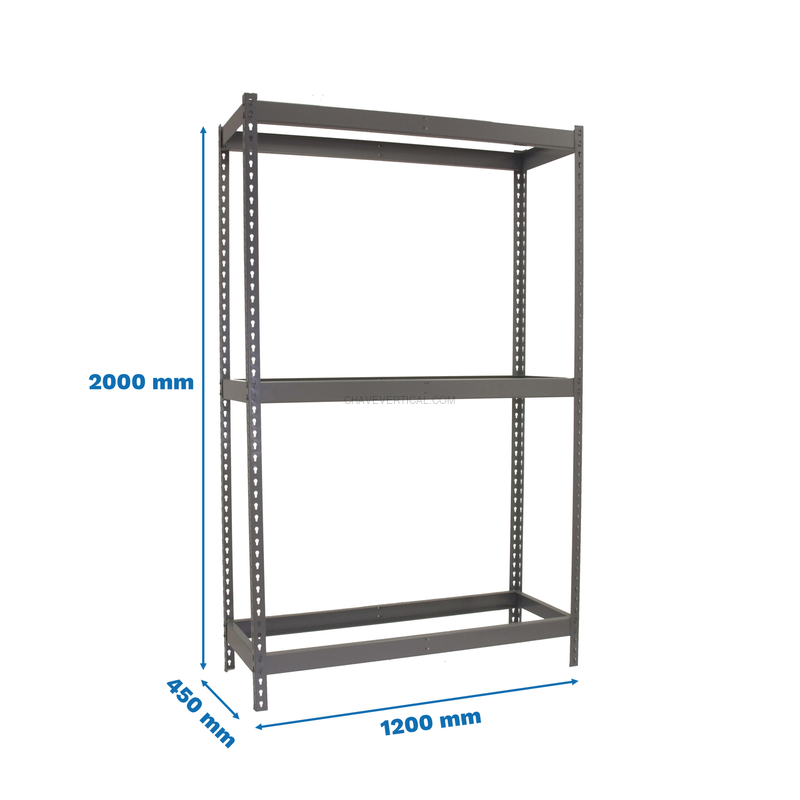 Estante Metálica ECOFORTE 1204-3 Cinzento - 2000 x 1200 x 450 mm