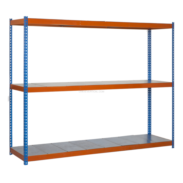Estante Metálica ECOFORTE 1204-3 METAL AZUL/Laranja/Galvanizado - 2000 x 1200 x 450 mm