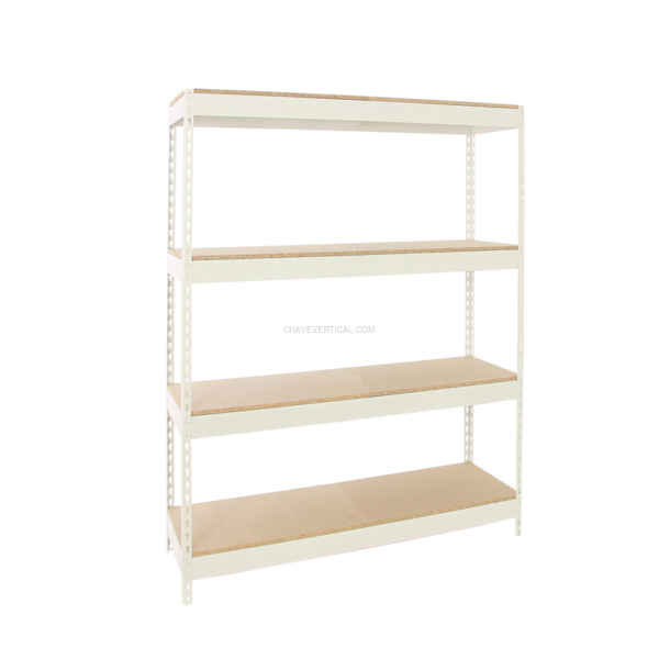 Estante Metálica ECOFORTE 1204-4 Aglomerado Branco/Madeira - 2000 x 1200 x 450 mm