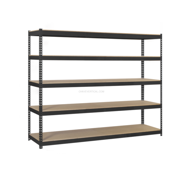 Estante Metálica ECOFORTE 1204-5 Aglomerado Antracite/Madeira - 2000 x 1200 x 450 mm