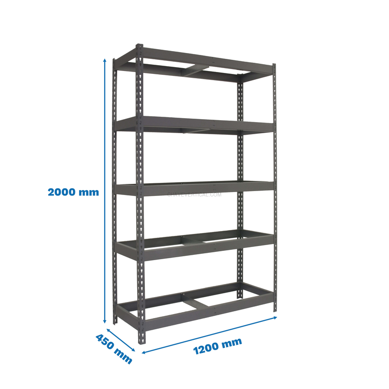 Estante Metálica ECOFORTE 1204-5 Cinzento - 2000 x 1200 x 450 mm