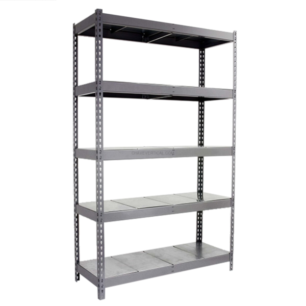Estante Metálica ECOFORTE 1204-5 METAL Cinzento/Galvanizado - 2000 x 1200 x 450 mm