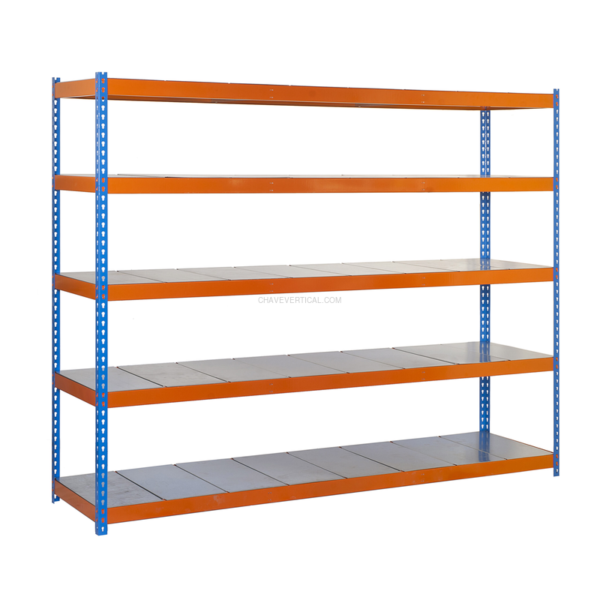 Estante Metálica ECOFORTE 1204-5 METAL Galvanizado/Galvanizado - 2000 x 1200 x 450 mm