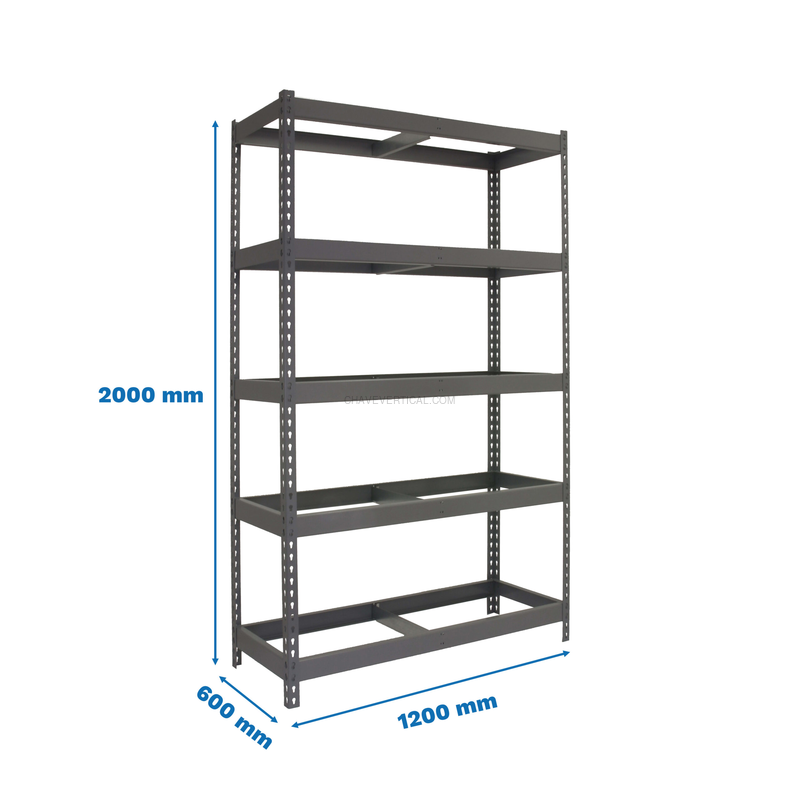 Estante Metálica ECOFORTE 1206-5 Cinzento - 2000 x 1200 x 600 mm