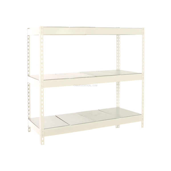 Estante Metálica ECOFORTE 1207-3 METAL Branco/Galvanizado - 2000 x 1200 x 750 mm