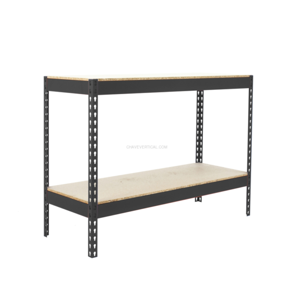 Estante Metálica ECOFORTE 1504-2 Aglomerado 900 Antracite/Madeira - 900 x 1500 x 450 mm