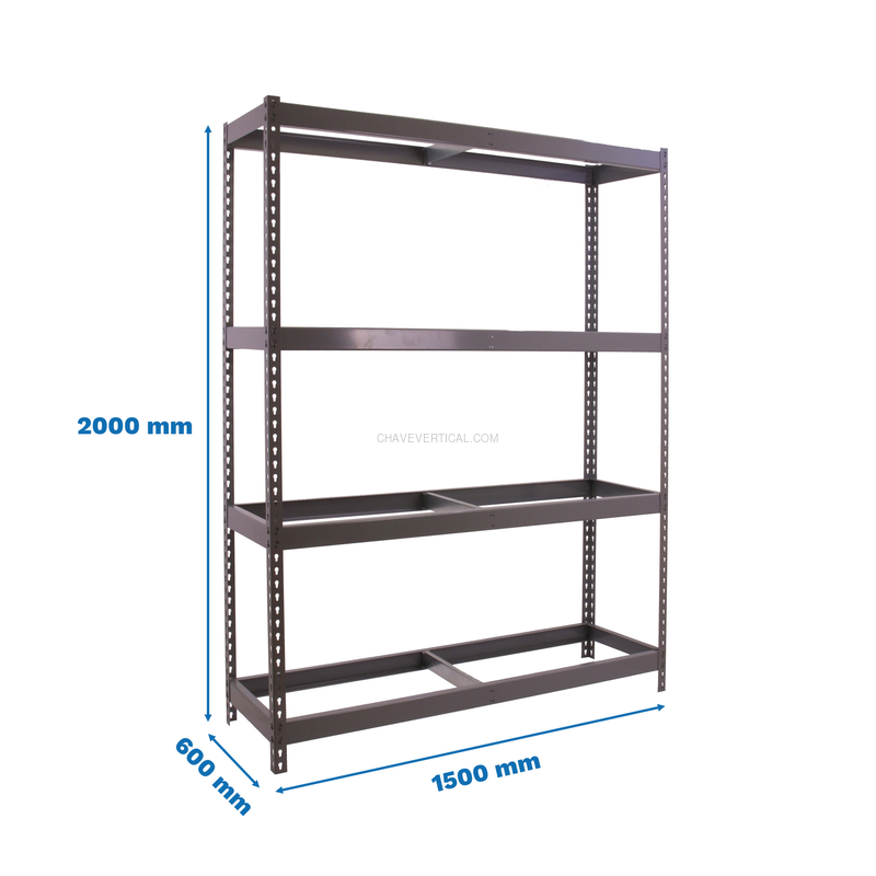Estante Metálica ECOFORTE 1506-4 Cinzento - 2000 x 1500 x 600 mm