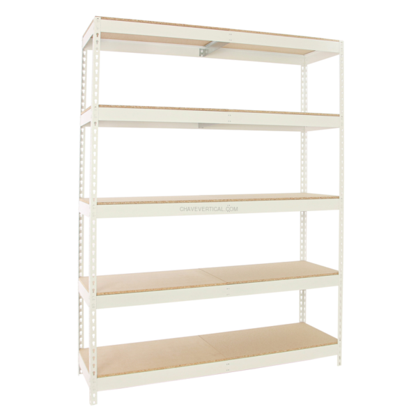 Estante Metálica ECOFORTE 1506-5 Aglomerado 2500 Branco/Madeira - 2500 x 1500 x 600 mm