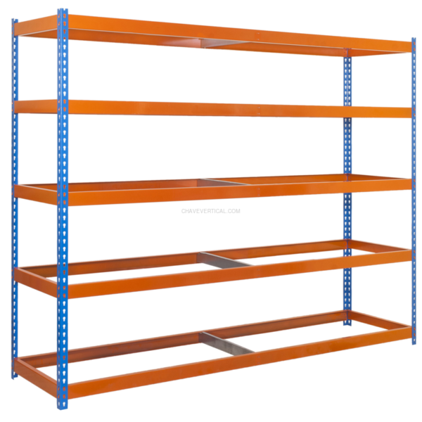 Estante Metálica ECOFORTE 1804-5 AZUL/Laranja - 2000 x 1800 x 450 mm
