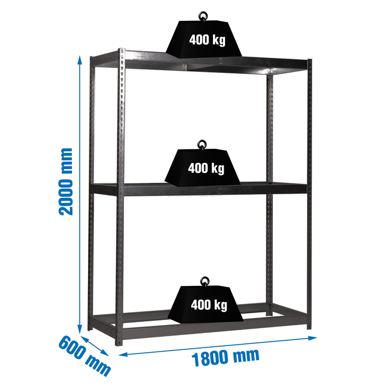 Estante Metálica ECOFORTE 1806-3 Antracite - 2000 x 1800 x 600 mm